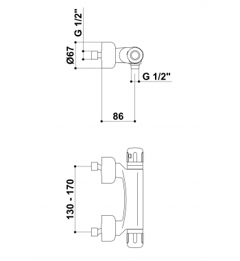 RAF TERMO Bateria termostatyczna prysznicowa bez zestawu prysznicowego T3080B - Zdjęcie 2