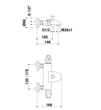 RAF TERMO Bateria termostatyczna wannowa bez zestawu prysznicowego T3054B - Zdjęcie 2