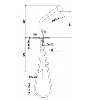 RAF TERMO Bateria termostatyczna zlewozmywakowa z wyciąganą wylewką T5010 - Zdjęcie 2