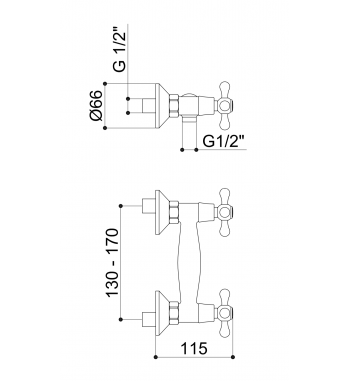 RAF RETRO Bateria prysznicowa bez zestawu prysznicowego RK1180 - Zdjęcie 2